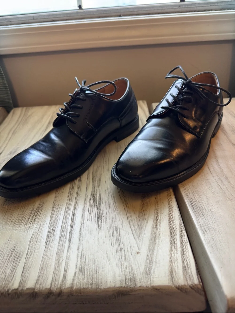 Nine West Men’s Black Lace Up Dress Shoes Size 10 Classic Oxford DVAKAR